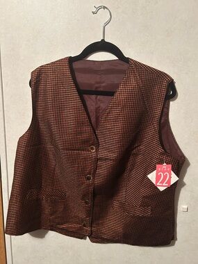 Vintage WITH TAGS 4C houndstooth orange and black size 22 vest